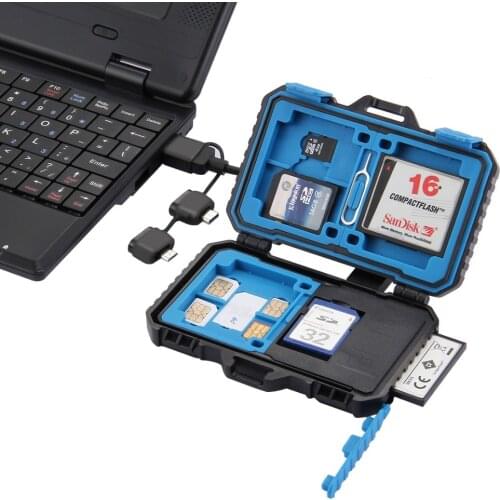 Card Reader USB 3.0 Memory SD Card Case Storage Box Waterproof for 1 Standard SIM 2 Micro-SIM 2 Nano-SIM 7 SD 6 TF 1 CARD PIN