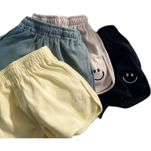 2021 Summer Childrens Candy Color Korean Shorts Girls Smiley Embroidered Sweatpants Baby Cotton Hot Pants Summer P4309