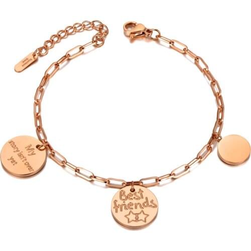 Trendy Best Friends Charm Party Bracelet Bangle Titanium Stainless Steel Bohemia Chain Link Bracelets For Women B20176