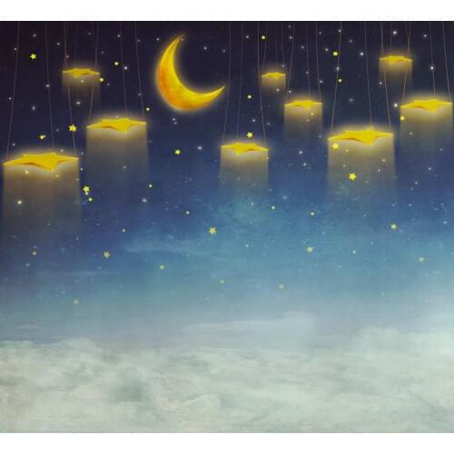 Cartoon Golden Moon Newborn Photography 5x7ft Digital Vinyl Backdrops for Photo Studio Kids Birthday Photo Background fotografia