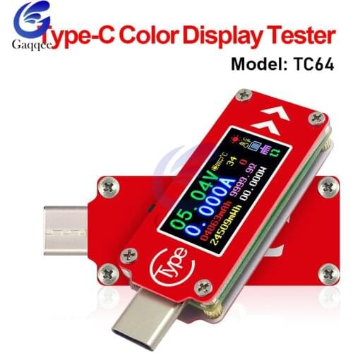 TC64 QC2.0 QC3.0 Type-C color LCD USB Voltmeter Ammeter Voltage Current Meter Multimeter Battery Charger Power Bank USB Tester