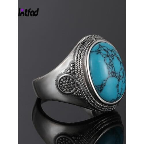 Natural 10x14MM Oval Turquoise Rings Sterling Silver Ring for Men Women Luxury Vintage Fine Jewelry Anniversary Party Gift
