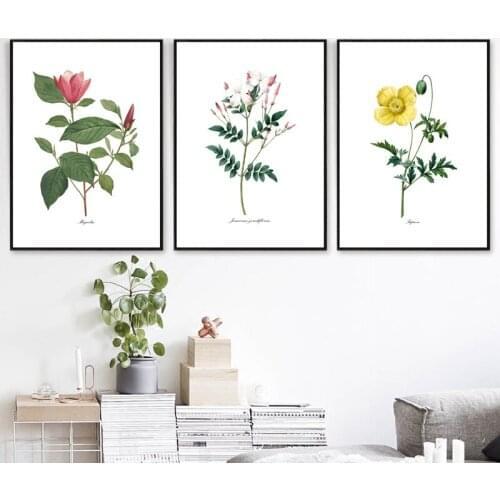 Flower Canvas Wall Art Poster Plant Nordic Wotercolour Flower Painting and Print Living Room Dining Wall Decor Pictur