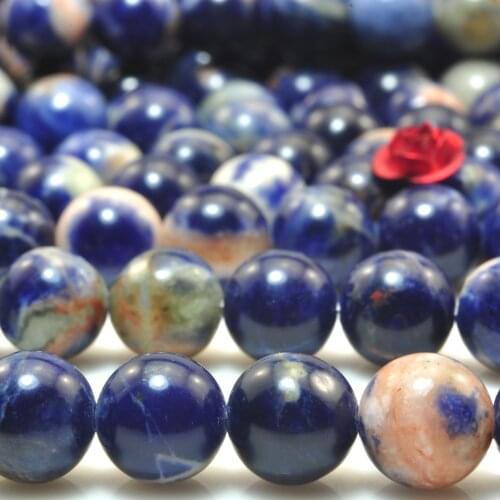 Natural Orange Blue Sodalite Smooth Round Loose Beads Wholesale Gemstone Semi Precious Stone Bracelet Diy Jewelry Making Design