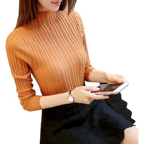 2019 New Fashion Turtleneck Sweater Women Spring Autumn Solid Knitted Pullover Women Slim Soft Jumper Sweater Female Knit Tops