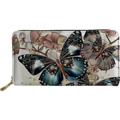 2020 New Fashion Ms Wallet Lady Leather Clutch Butterfly Printing Girl Card Holder Ladies Money Bags Card Package Phone Bag