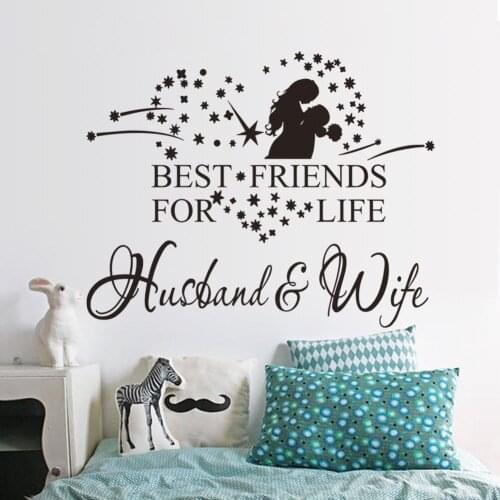 New Wall Sticker BEST FRIENDS FOR LIFE HUSBAND WIFE Wall Art Decal Sticker Quote Removable Wall Stickers