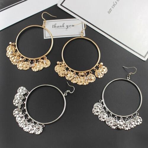 New Design Filigree golden silvery Large Circle Zircon Wafer Cluster Double layer Delicate Female Earring Brincos Jewelry