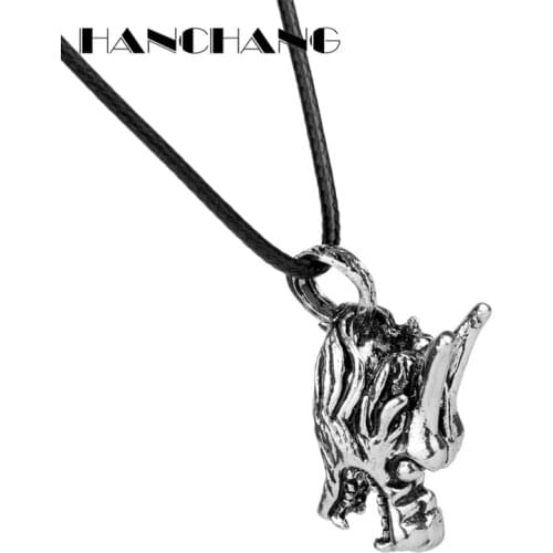 HANCHANG Punk Style Dreagon Head Pendants Necklaces Statement Necklace for Woman Men Fashion Hip Hop Jewelry