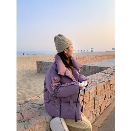 2021 Autumn Winter Women Fashion New Outerwear Female Short Warm Cotton-padded Coat Lady Casual Long Sleeve Loose Parkas M120