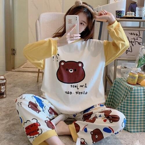 Cartoon Pajama Set Spring Nightgown Plus Size XXXL Women Sleepwear Cotton Princess Style Loose Version Pullover Pajamas