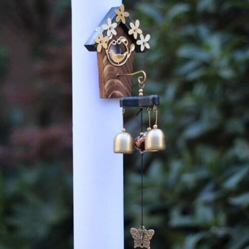 Wind Chime Pendent Vintage 3 Bells Copper Outdoor Windchimes Bell Metal Craft Hanging Ornament for Home Decoration