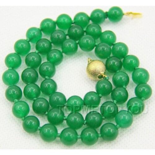 Hot sale Free Shippingbeautiful 8mm perfect round green stone necklace