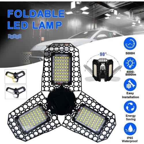 80W Adjustables Led Garage Light Deformable Led Garage Ceiling Lights Folding Bulb Gift Deform Light For Warehouse Factory Gym
