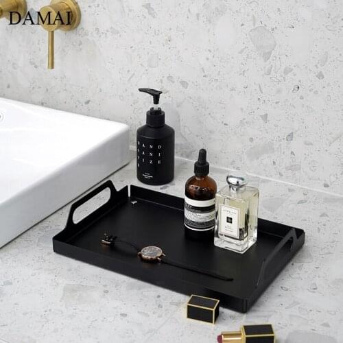 Nordic Modern Binaural Trays Decorative Iron Minimalist Cosmetic Perfume Display Tray Bathroom Restroom Toiletries Storage Plate
