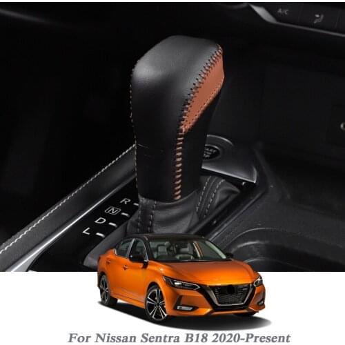 Car Styling Leather Gear Shift Collar For Nissan Sentra B18 2020-Present Car Gear Shift Knob Cover Decorate Internal Accessories