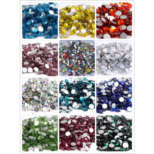Ss6~ss34 Top Quality Crystal Non Hotfix Rhinestone Super Bright Glass Glue On Strass 3D Nail Art Decoration DIY Dress Clothing