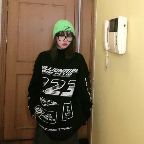 Jasmine sweaters mens and womens loose lazy winter Korean fashion brand half high collar original night printed long sweater