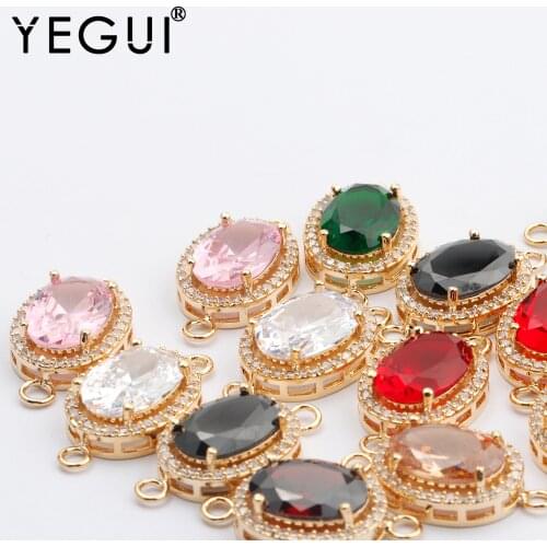 YEGUI M769,jewelry accessories,18k gold plated,0.3 microns,zircon pendant,jump ring,handmade,jewelry making,diy earring,6pcs/lot