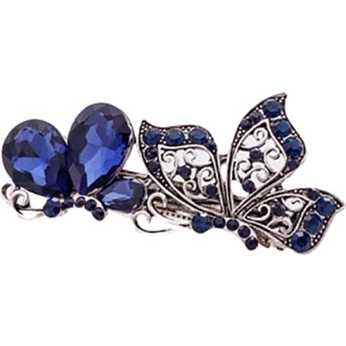 Hair Pin Ladies Girls Metals Barrette Butterfly Hair Clip Hair Accessories Women Fashion Crystal Rhinestone Flower