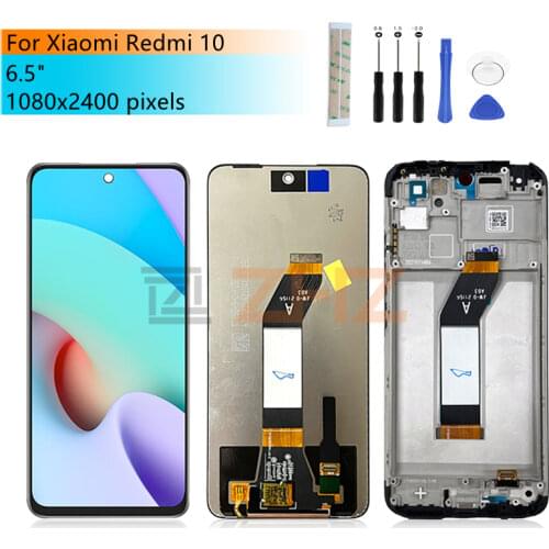 For Xiaomi Redmi 10 lcd display Digitizer assembly With Frame for Redmi 10 display Replacement Repair Parts 6.5"