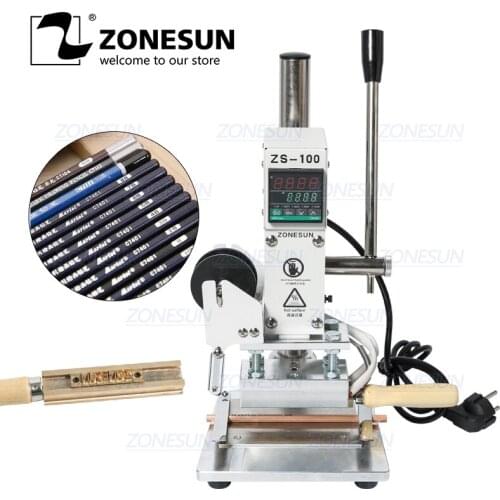 ZONESUN ZS-100A Manual Custom Logo PVC Card Leather Paper Pencil Hot Foil Stamping Bronzing Embossing Machine Heat Press Machine