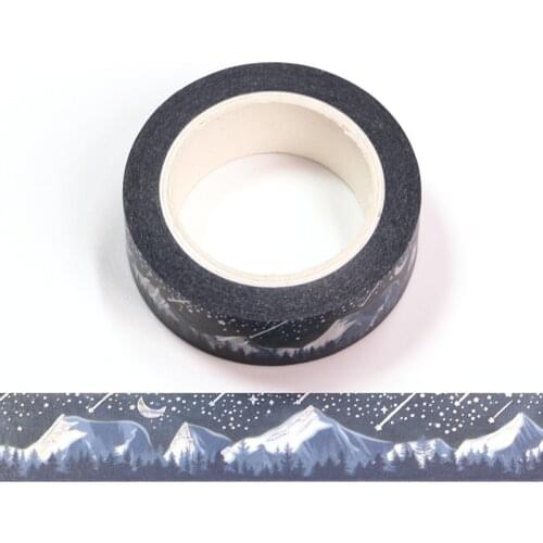 10pcs Decorative Silver Foil Blue Snow Mountains Washi Tapes DIY Scrapbooking Planner Japanese Masking Tapes Kawaii Stationery