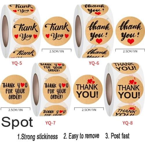 100-500Pcs Handmade Thankyou Sticker Seal Label Brown Party Decoration Wedding Sticker DIY Handmade Stationery Sticker