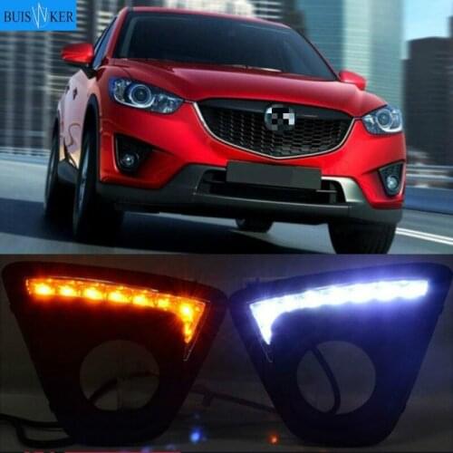 2PCS 12V led car drl daytime running lights with fog lamp hole for Mazda cx-5 cx5 cx 5 2012 2013 2014 2015 2016