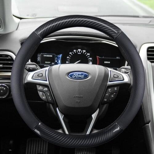 38CM Genuine Leather Car Steering Wheel Cover Anti-slip for Ford Focus 2 3 4 MK1 MK2 MK3 MK4 Auto Interior Accessories