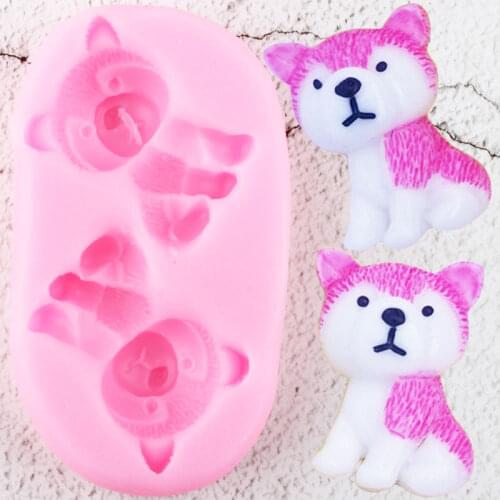 3D Cute Husky Dogs Silicone Molds Chocolate Candy Soap Polymer Clay Mold DIY Party Cupcake Topper Fondant Cake Decorating Tools