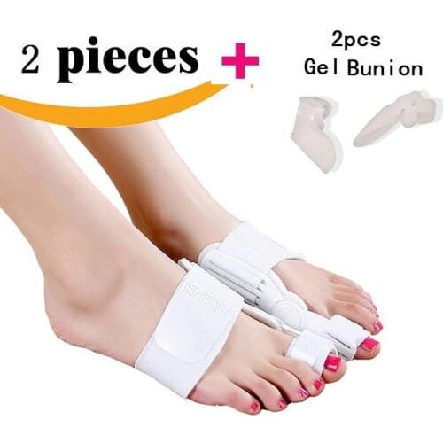 4pcs(2pcs splint+2pcs gel bunion) Toe Straightener Bunion Splint Movable Protection and Correction Hallux Valgus Pain Relief