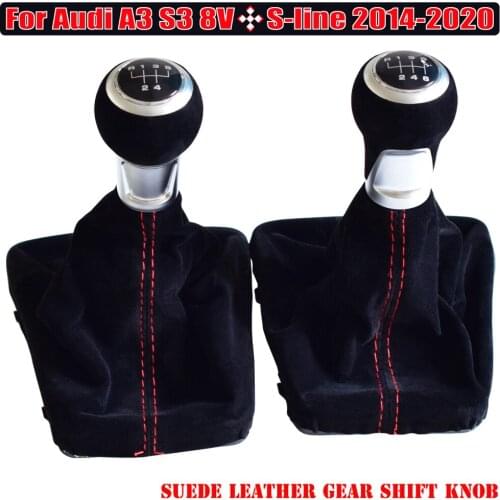 5/6 Speed For Audi A3 S3 8V S-line 2014-2020 Exclusive Suede Leather Manual Gear Shift Knob boot cover Gaiter Pen