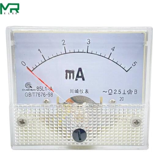 85L1-mA AC pointer analog ammeter panel 1mA 2mA 3mA 5mA 10mA 20mA 30mA 50mA 100mA 150mA 100mA 150mA 200mA 300mA 500mA
