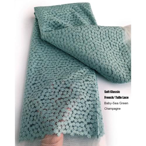 Neat small floral embroidery African french lace mesh lace Soft wedding tulle fabric very unique and beautiful 5 yards