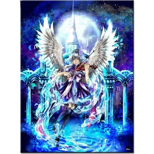 Diamond painting fairy cartoon diy full square round diamond embroidery rhinestones crystal diamond mosaic Violin castle angel