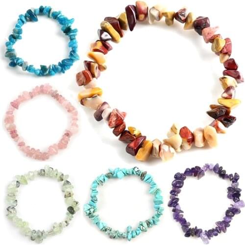 Irregular Natural Crystals 7 Chakras Stone Bracelet Beads Pink Quartz Amethysts Aventurine for Jewelry Making DIY Bracelet