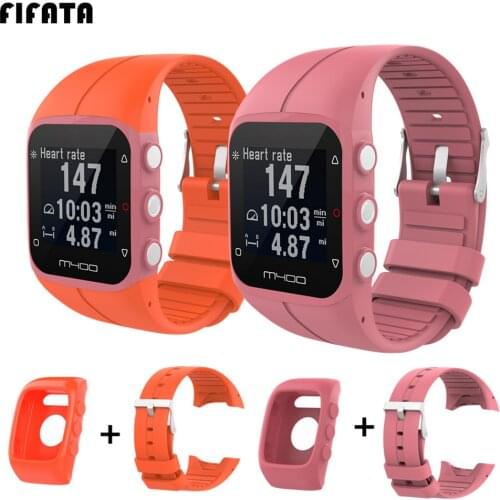 FIFATA Silicone Band Protective Case For Polar M430 M400 Sport Watch Strap Bracelet+Protector Shell Cover For Polar M400 / M430