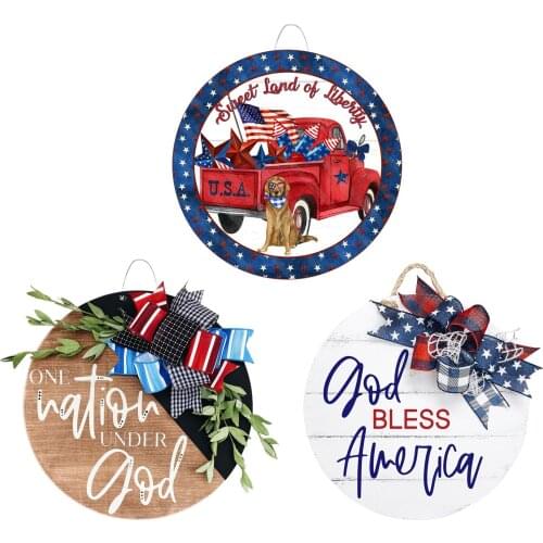 Wooden Welcome Door Sign Wreath Outdoor Front Door Memorial Day Window Wall