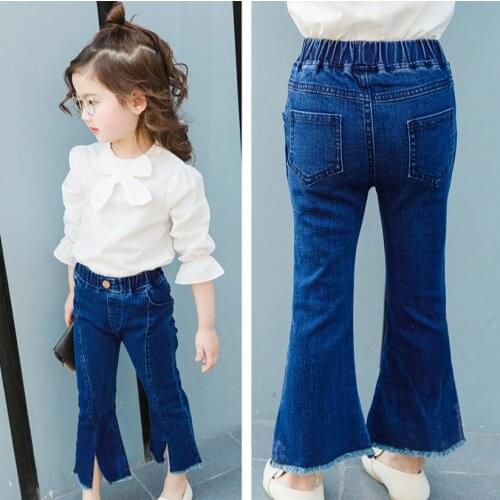 Girls Jeans For Spring Summer Fall Style 2018 Trend Denim Flare Pants For Kids Children Bell-bottomed Trousers Baby Clothing