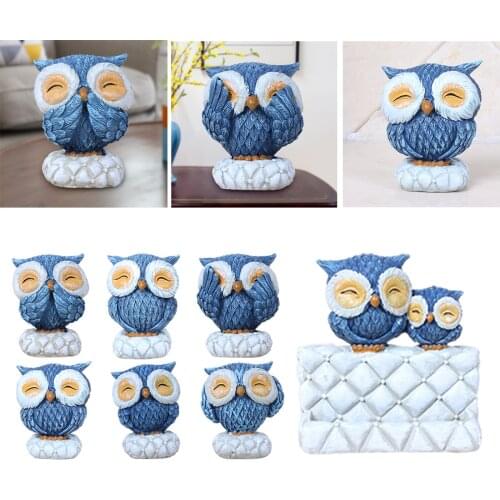 Owl Figurine Decor Animal Sculpture, Bookshelf Decor for Home Bedroom Living Room Collection Gifts, Creative Owl Statues