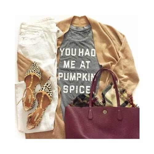 You had me at pumpkin spice Hipster T-Shirt Unisex Pumpkin Clothing Letter Harajuku Tee Funny O-Neck Slogan grunge Outfits Drop