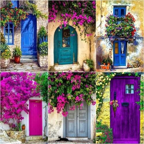 GATYZTORY 40x50cm Oil Painting By Numbers Flowers Door Drawing On Canvas HandPainted Art Gift DIY Picture Kits Home Decoration