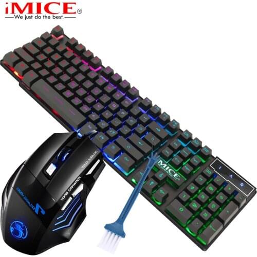 RGB Gaming keyboard Gamer Keyboard and Mouse With Backlight USB 104 keycaps Wired Ergonomic Keyboard 2400DPI Mice For PC Laptop