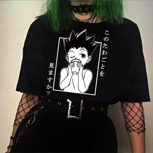 Kawaii Hunter X Hunter Tshirt Men Gon Freecss Funny Cartoon Cute Anime T-shirt Unisex Tshirt Tees Male