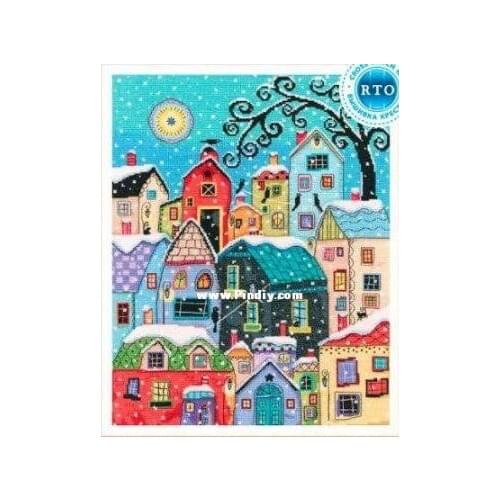 14/16/18/27/28 Gold Collection Counted Cross Stitch Kit Snow Falling Winter Christmas Holiday rto M654