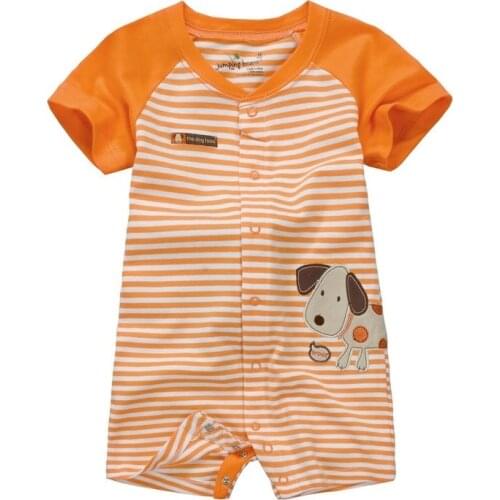 Jumping beans Baby Boys Rompers Babywear Baby One-Piece Clothing 100% Cotton stripe orange dog baby clothes