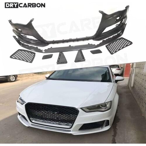 PP Material Wide Body Kit Front Lip Spoiler for Audi A3 S3 RS3 Style 2014-2016