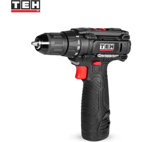 TEH 12V Cordless Drill Battery Two Speed Mini Wireless Screwdriver Electric Home DIY Rechargeable Power Tools 16V 20V