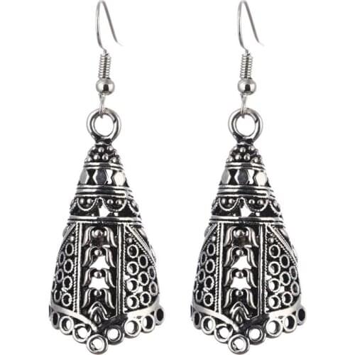LOVBEAFAS Fashion Ethnic Boho Drop Earrings For Women Antique Silver Plated Armor Vintage geometric earrings bijoux
